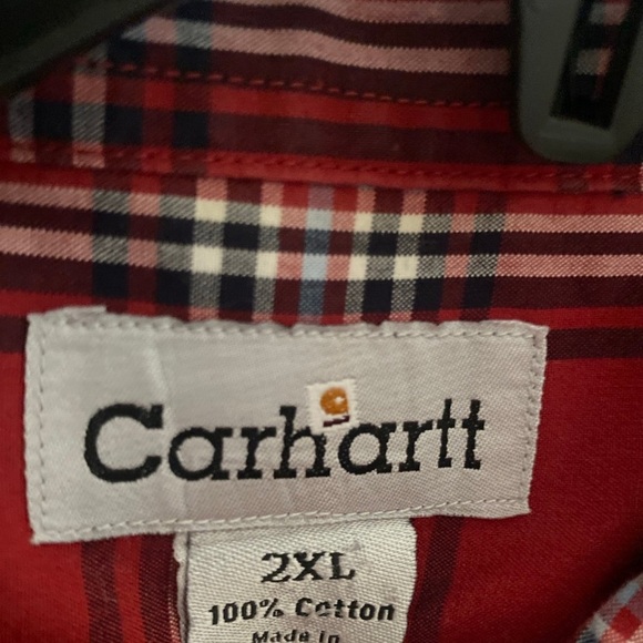 Carhartt Red Plaid Button Down Long Sleeve Shirt Men’s Size 2XL - Picture 4 of 5